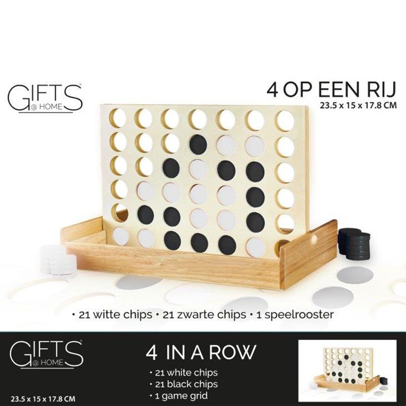 Gifts@Home Vier Op Een Rij - Hout - Reisspel Spellen & Puzzels Joy&Bloom
