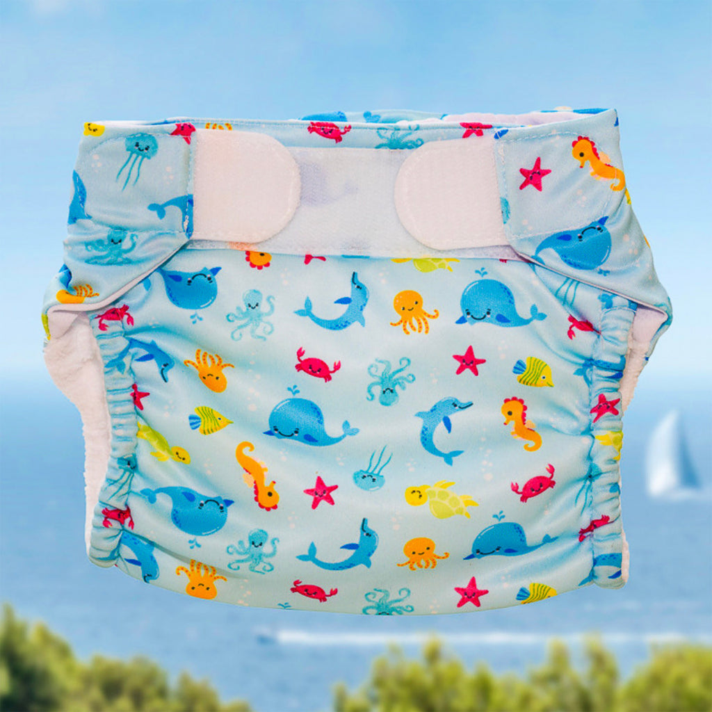 Freds Swim Academy Wasbare Zwemluier Zeedieren Maat 2 9-16 Kg Blauw Zwemluiers Joy&Bloom