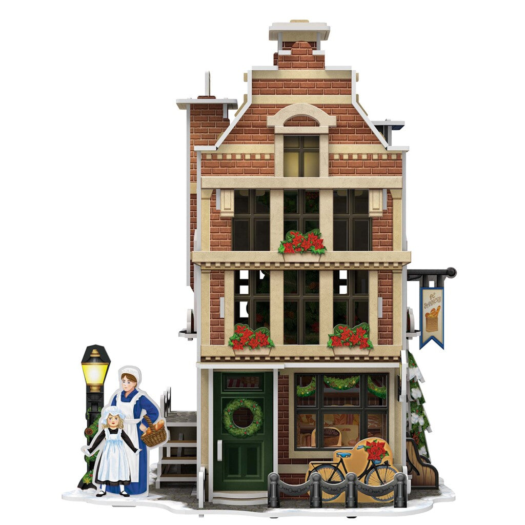 Cubic Fun 3D Puzzel Hollands Huisje Winter Bakkerij + Licht 65 Stukjes 3D Puzzels Joy&Bloom