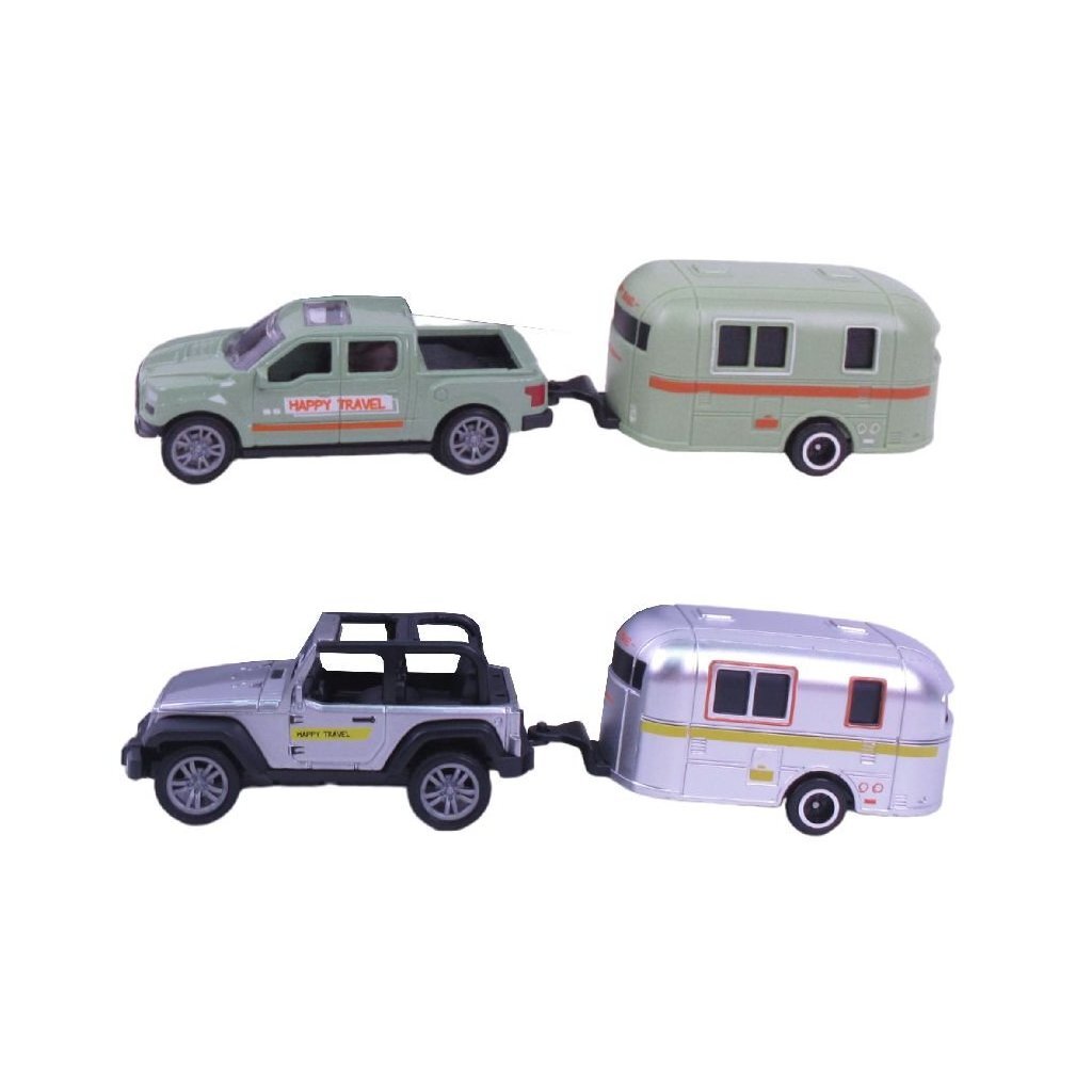 City Car Collection Die-Cast Pick-Up Met Trailer 1:50 Assorti Auto's Joy&Bloom