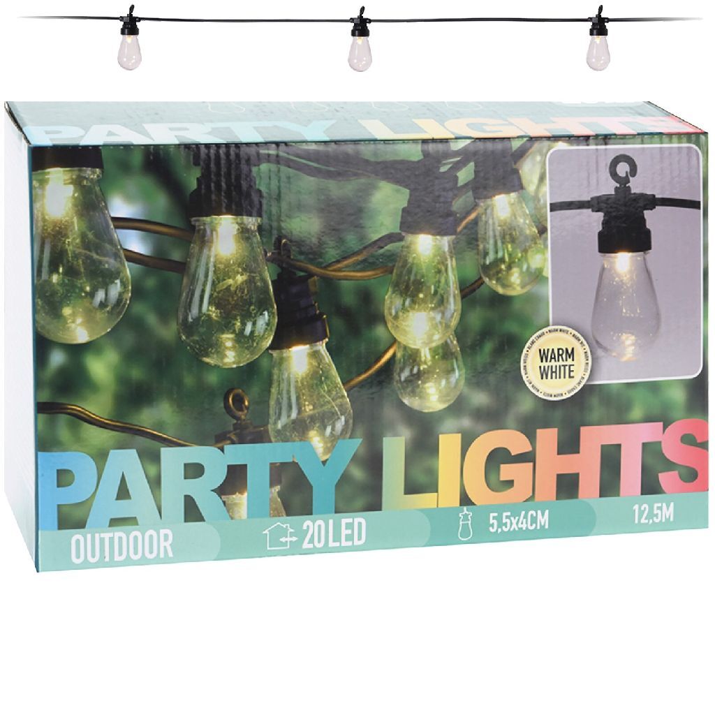 Basic Outdoor Feestverlichting 12.5 M 20 Led-Lampen Warm Wit Default Title Feestavond Joy&Bloom