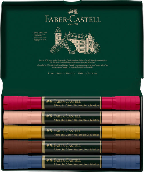 Faber Castell Fc-160307 Wk25Aquarel Marker Fc Albrechtdürer 5 Stuks Portrait Schilderen Joy&Bloom