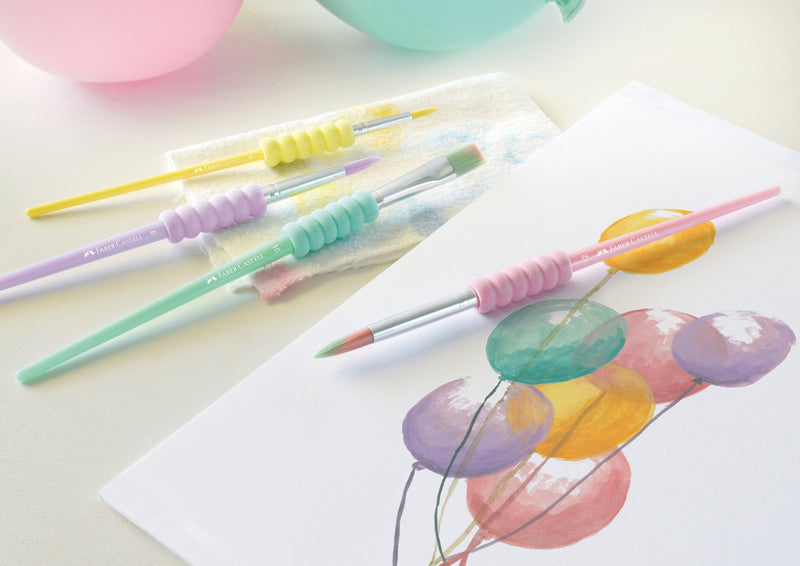 Faber Castell Fc-481620 Penselenset Soft Touch 4 Stuks Pastel Kleuren Schilderen Joy&Bloom
