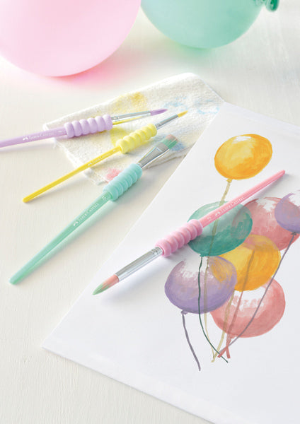 Faber Castell Fc-481620 Penselenset Soft Touch 4 Stuks Pastel Kleuren Schilderen Joy&Bloom