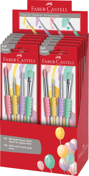 Faber Castell Fc-481620 Penselenset Soft Touch 4 Stuks Pastel Kleuren Schilderen Joy&Bloom
