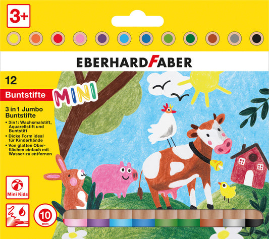 Eberhard Faber Ef-518912 Kleurpotlood 3In1 12 Stuks Extra Dikke Kern 10Mm Default Title Kleurpotloden Joy&Bloom