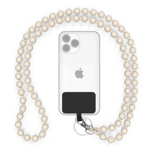 Mobiele telefoonketting universeel, houten kralen, handgemaakt - The Driftwood Joy&Bloom