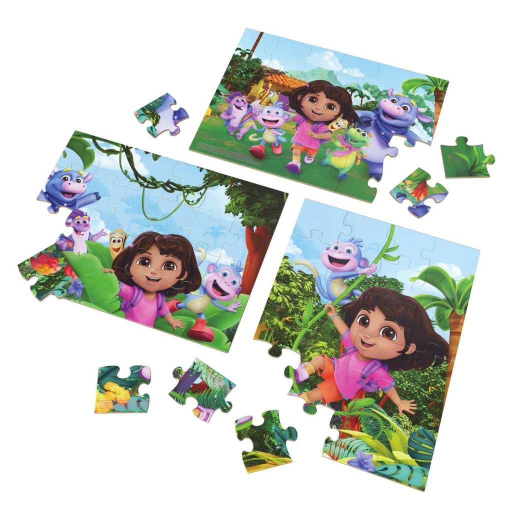 Dora 3In1 Houten Puzzel 3X24 Stukjes Puzzels Joy&Bloom