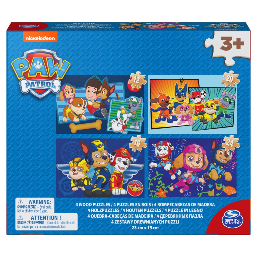 Paw Patrol Shoe Box 4 Houten Puzzels 12-16-20-24 Stukjes Paw Patrol Joy&Bloom