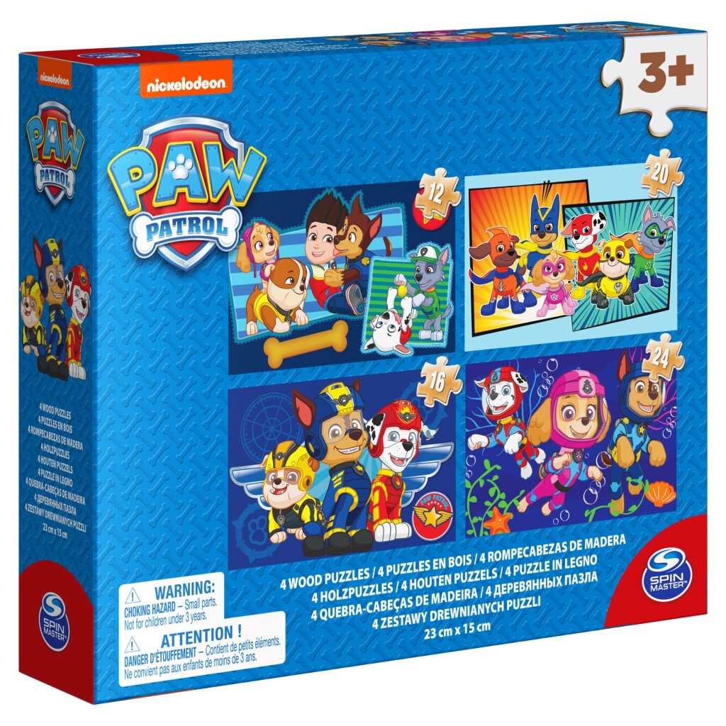 Paw Patrol Shoe Box 4 Houten Puzzels 12-16-20-24 Stukjes Paw Patrol Joy&Bloom