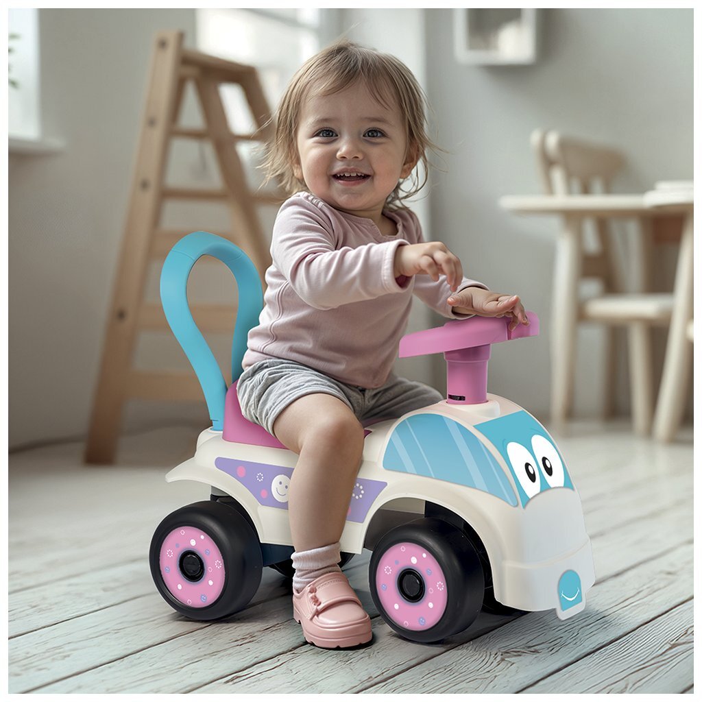 Dolu Loopauto Roze/Wit Loopauto's Joy&Bloom