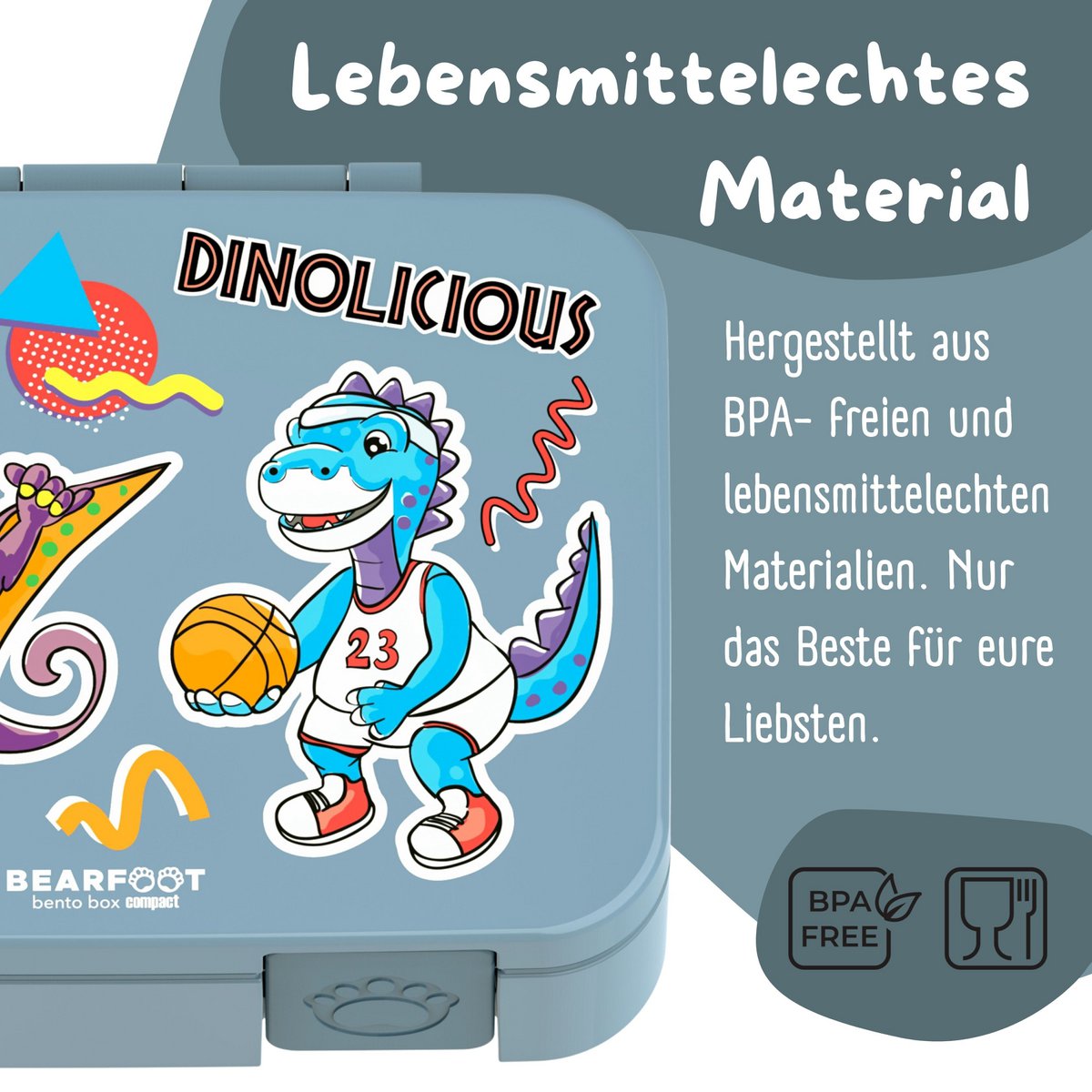 Lunchbox met onderwerpen, licht en lek - proof - dinosaurussen blauw Joy&Bloom