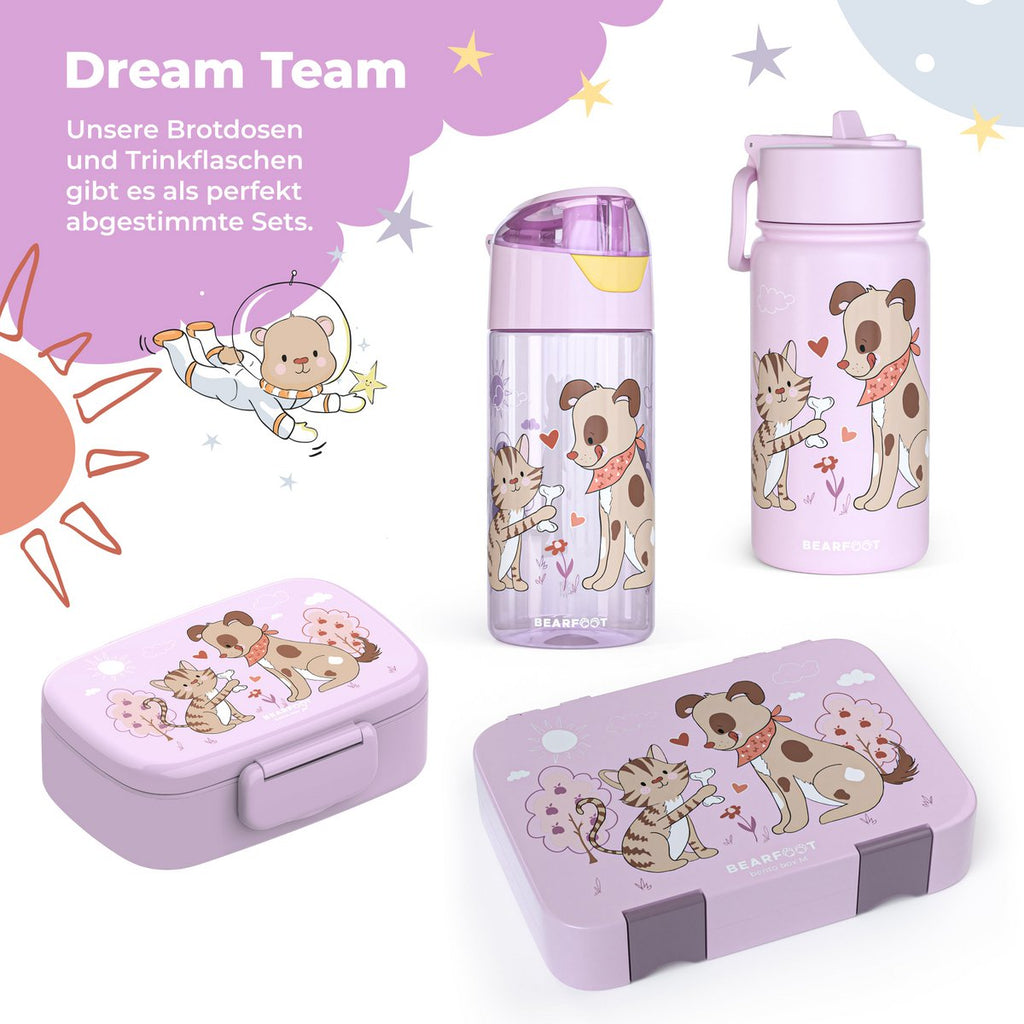 Drinkfles kinder lichtgewicht waterfles - hond & kat roze Joy&Bloom