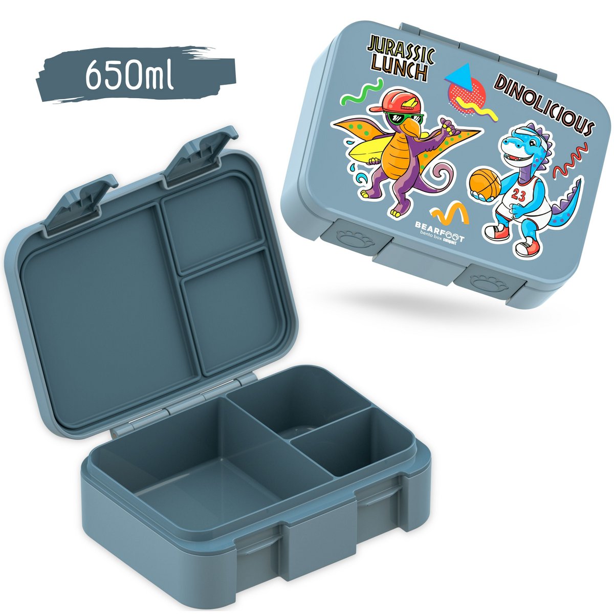 Lunchbox met onderwerpen, licht en lek - proof - dinosaurussen blauw Joy&Bloom