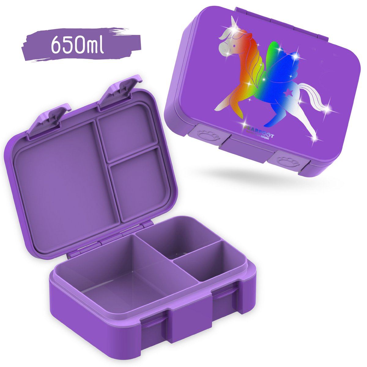 Lunchbox met vakken, lichtgewicht en lekvrij - Unicorn GLOW Joy&Bloom