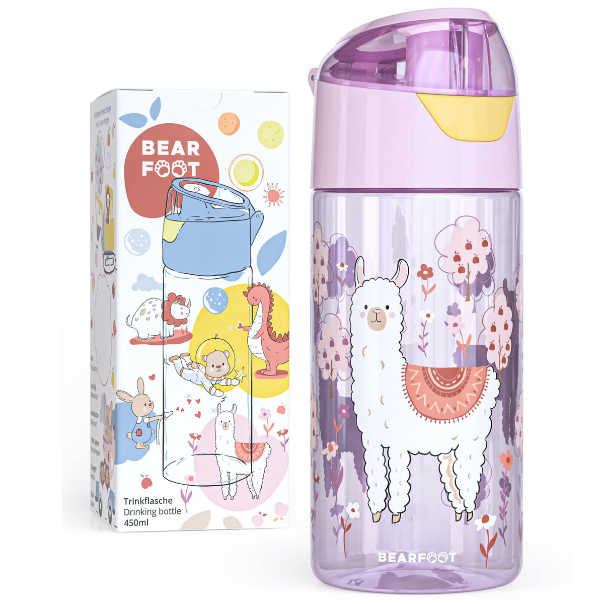 Kinderwaterfles, lichtgewicht waterfles - lama Joy&Bloom