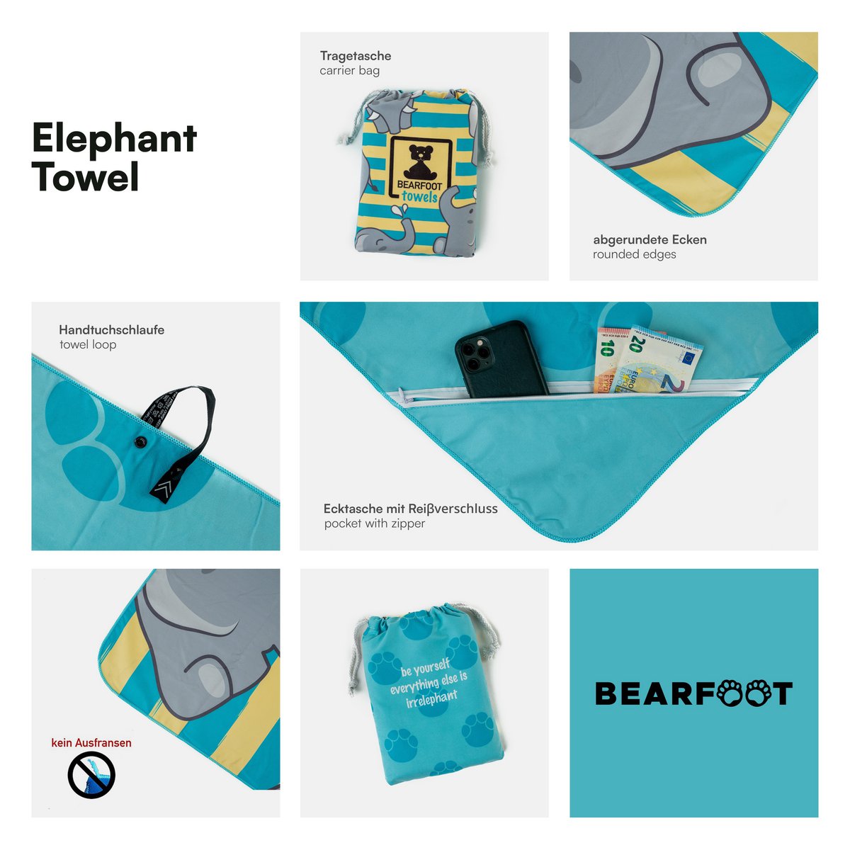 Elephant strandhanddoek - microvezel Joy&Bloom