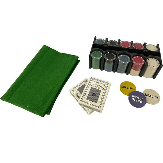 Pokerset 200 Pokerchips - Inclusief Kaarten, Pokermat En Dealer, Big Blind En Small Blind Default Title Spellen & Puzzels Joy&Bloom