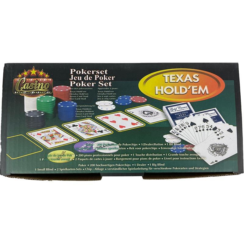 Pokerset 200 Pokerchips - Inclusief Kaarten, Pokermat En Dealer, Big Blind En Small Blind Spellen & Puzzels Joy&Bloom