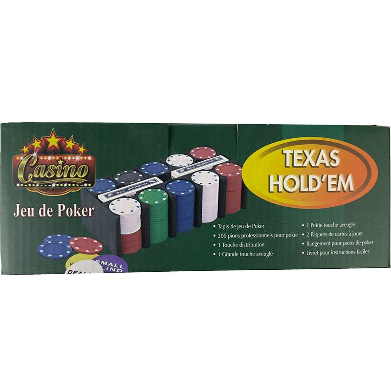 Pokerset 200 Pokerchips - Inclusief Kaarten, Pokermat En Dealer, Big Blind En Small Blind Spellen & Puzzels Joy&Bloom