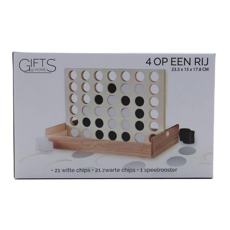Gifts@Home Vier Op Een Rij - Hout - Reisspel Spellen & Puzzels Joy&Bloom