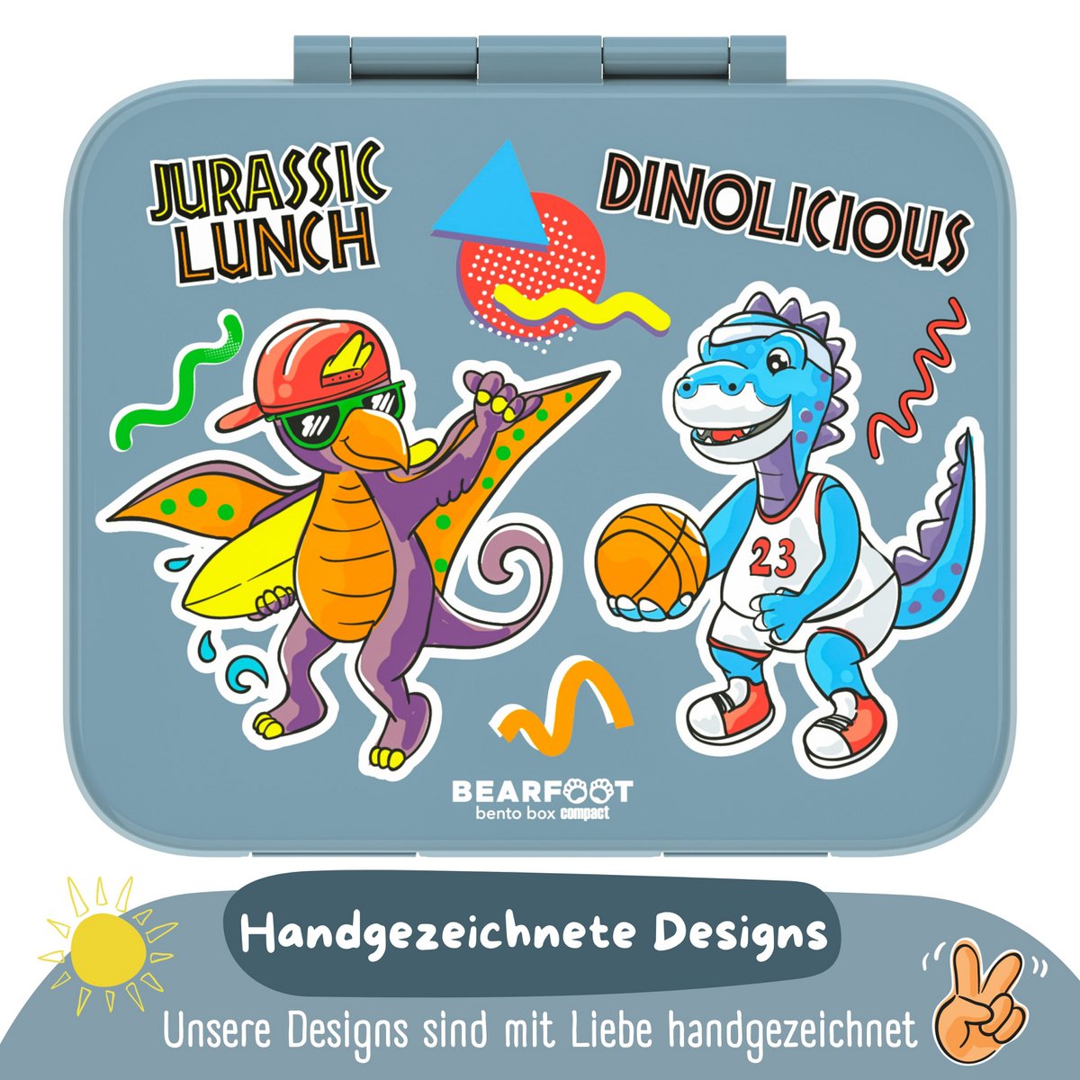 Lunchbox met onderwerpen, licht en lek - proof - dinosaurussen blauw Joy&Bloom