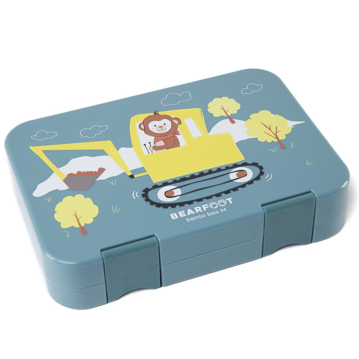 Kinderlunchbox met vakken, lunchbox, bentobox - aap blauw