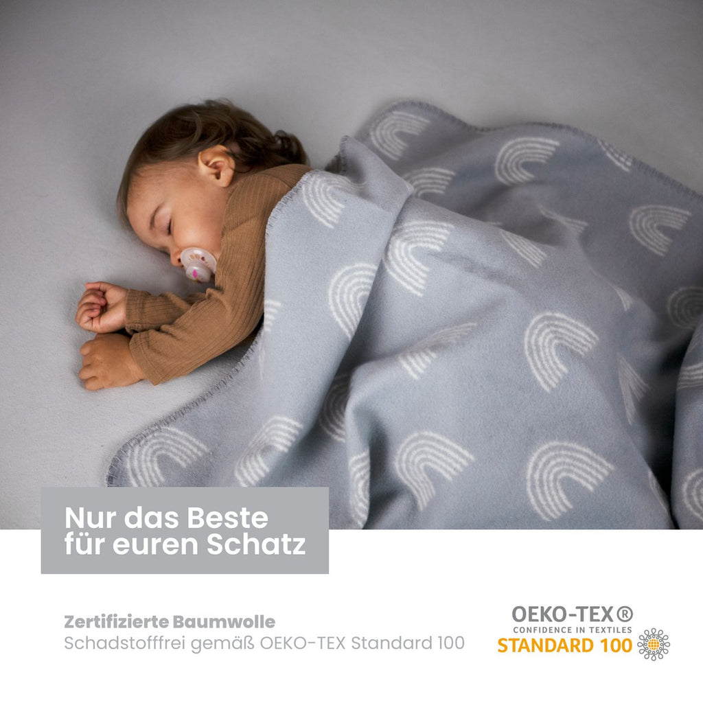 Babydeken biologisch katoen, Made in Germany, regenboog - grijs Joy&Bloom