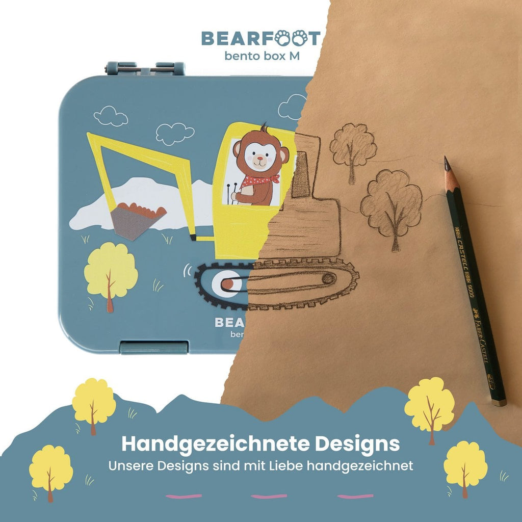 Kinderlunchbox met vakken, lunchbox, bentobox - aap blauw Joy&Bloom