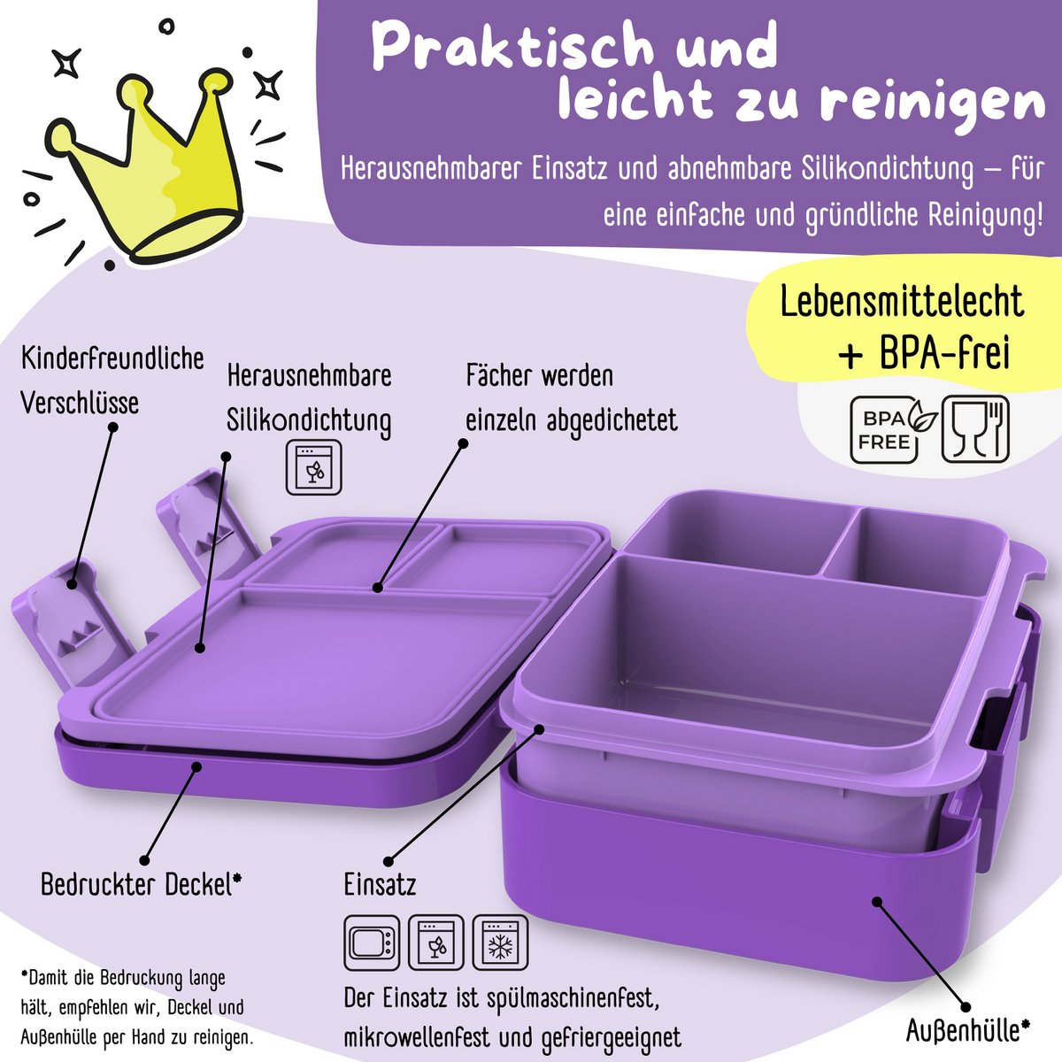 Lunchbox met vakken, lichtgewicht en lekvrij - Unicorn GLOW Joy&Bloom