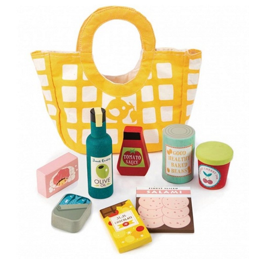Tender Toys Houten Boodschappen + Canvas Tas Default Title Huishouden & Keuken Joy&Bloom