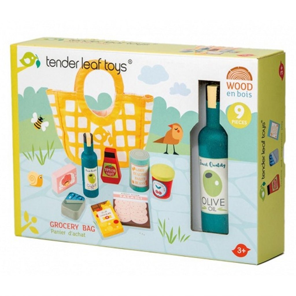Tender Toys Houten Boodschappen + Canvas Tas Huishouden & Keuken Joy&Bloom