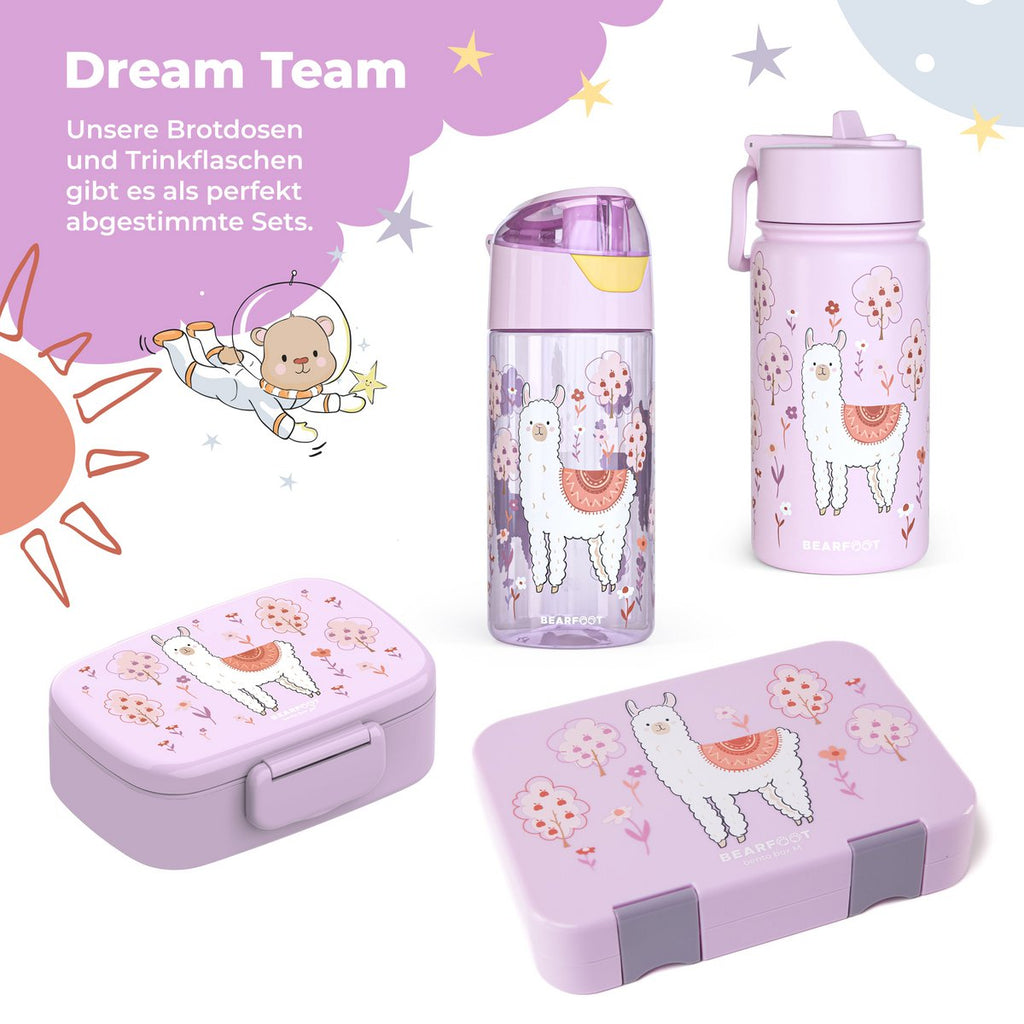 Thermo kinderdrinkfles RVS - lama Alpaca paars Joy&Bloom