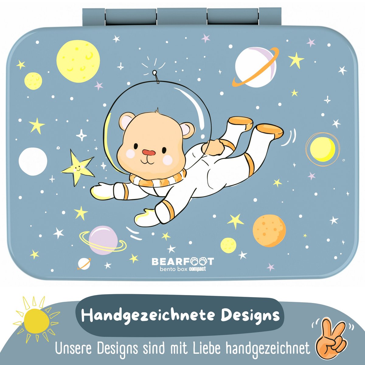 Lunchbox kan met compartimenten, licht en lek - berenblauw Joy&Bloom