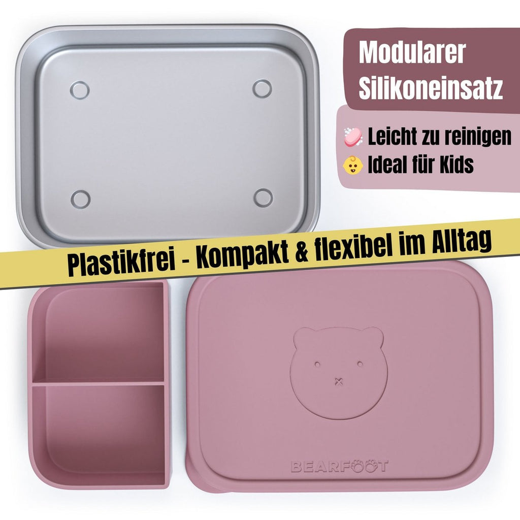Lunchbox kinder RVS met siliconen inzetstuk - roze Joy&Bloom
