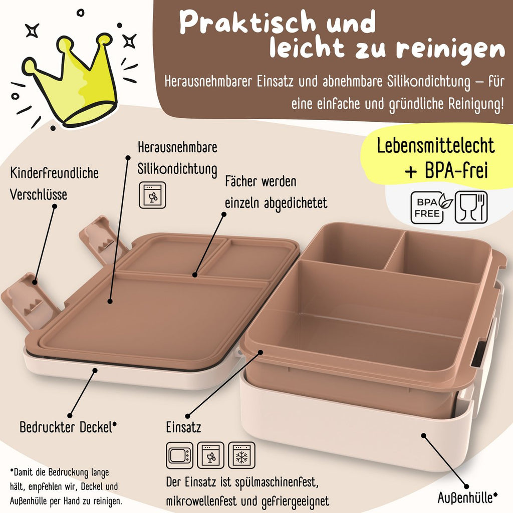 Lunchbox met compartimenten, licht en lek - proof - safari bruin Joy&Bloom