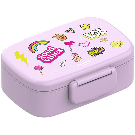 Kinderlunchbox met vakken, lekvrij - sticker, paars Joy&Bloom