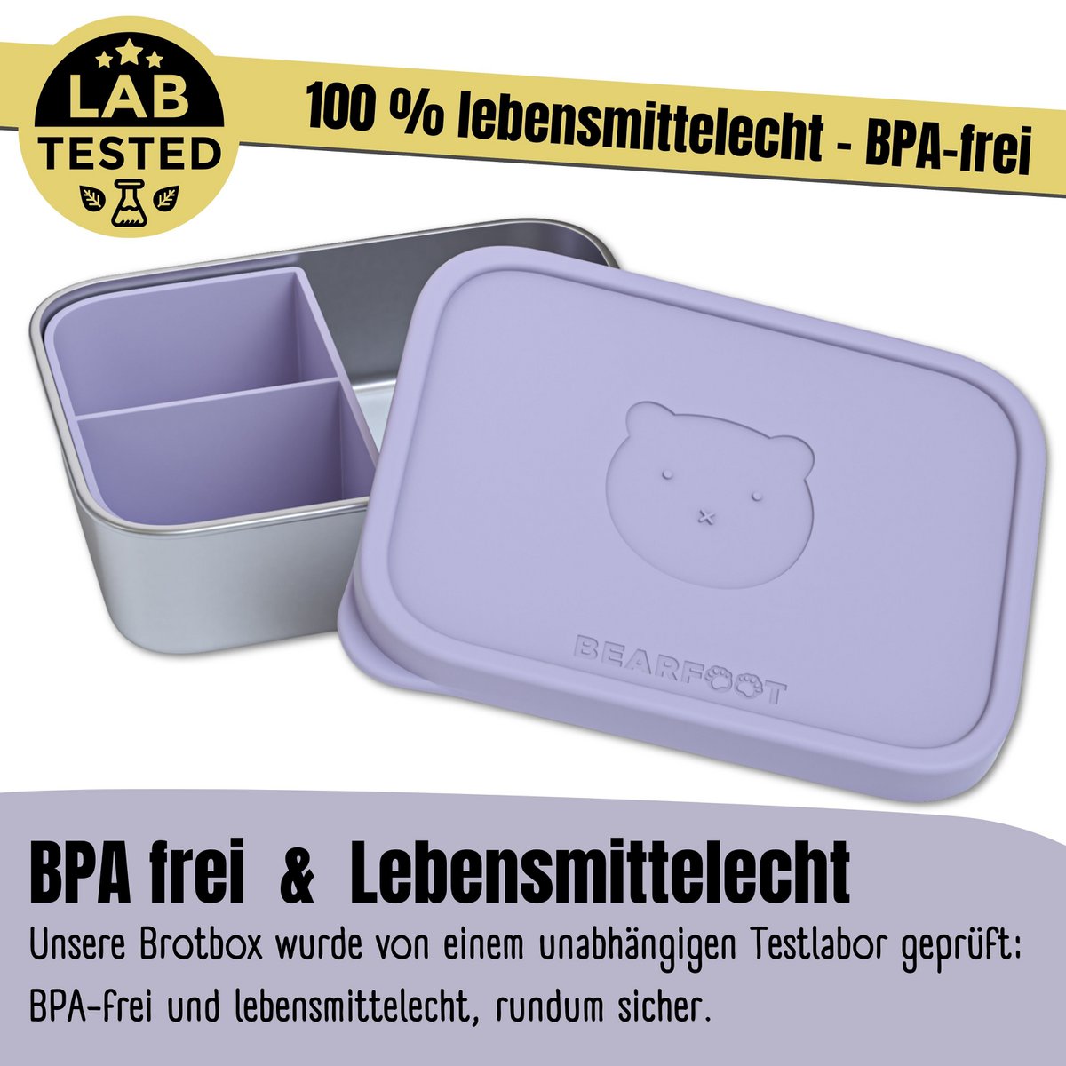 Kinderlunchbox RVS met siliconen inzetstuk - lavendel