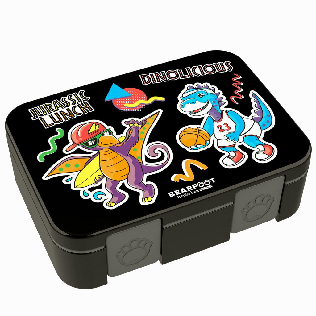 Lunchbox met compartimenten, licht en lek -proof - dinosaal zwart