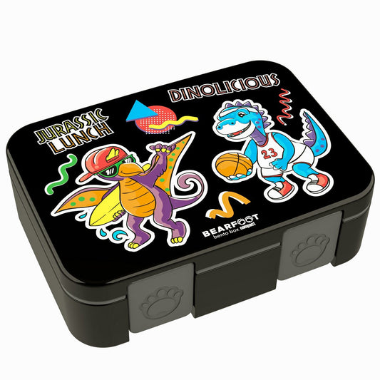 Lunchbox met compartimenten, licht en lek -proof - dinosaal zwart Joy&Bloom