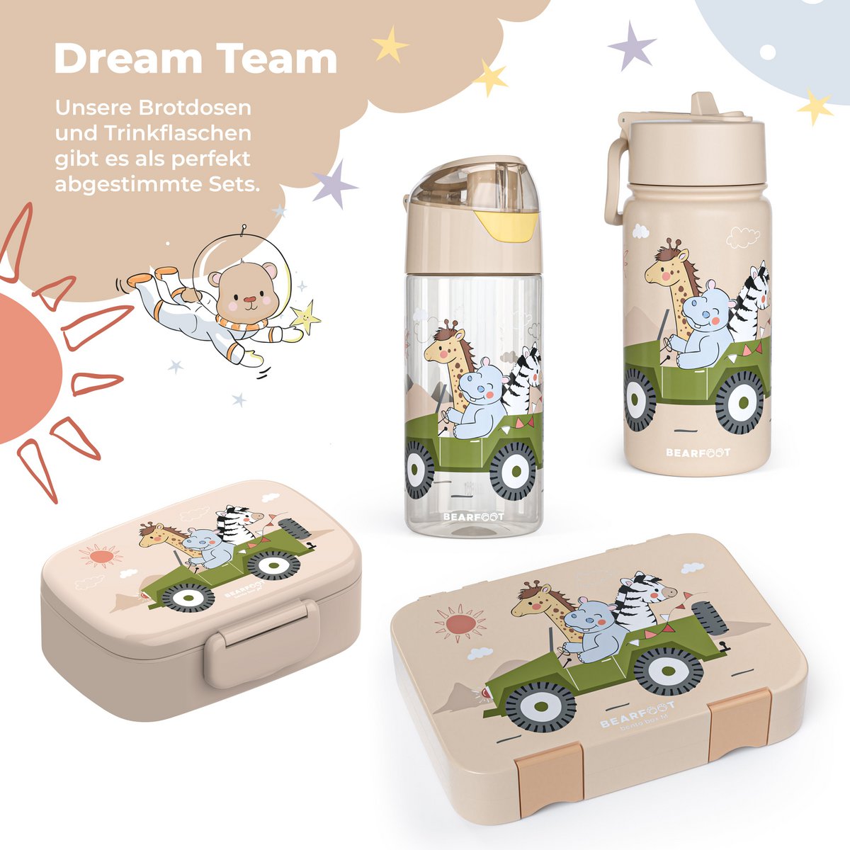 Kinder lichtgewicht waterfles - Safari bruin Joy&Bloom