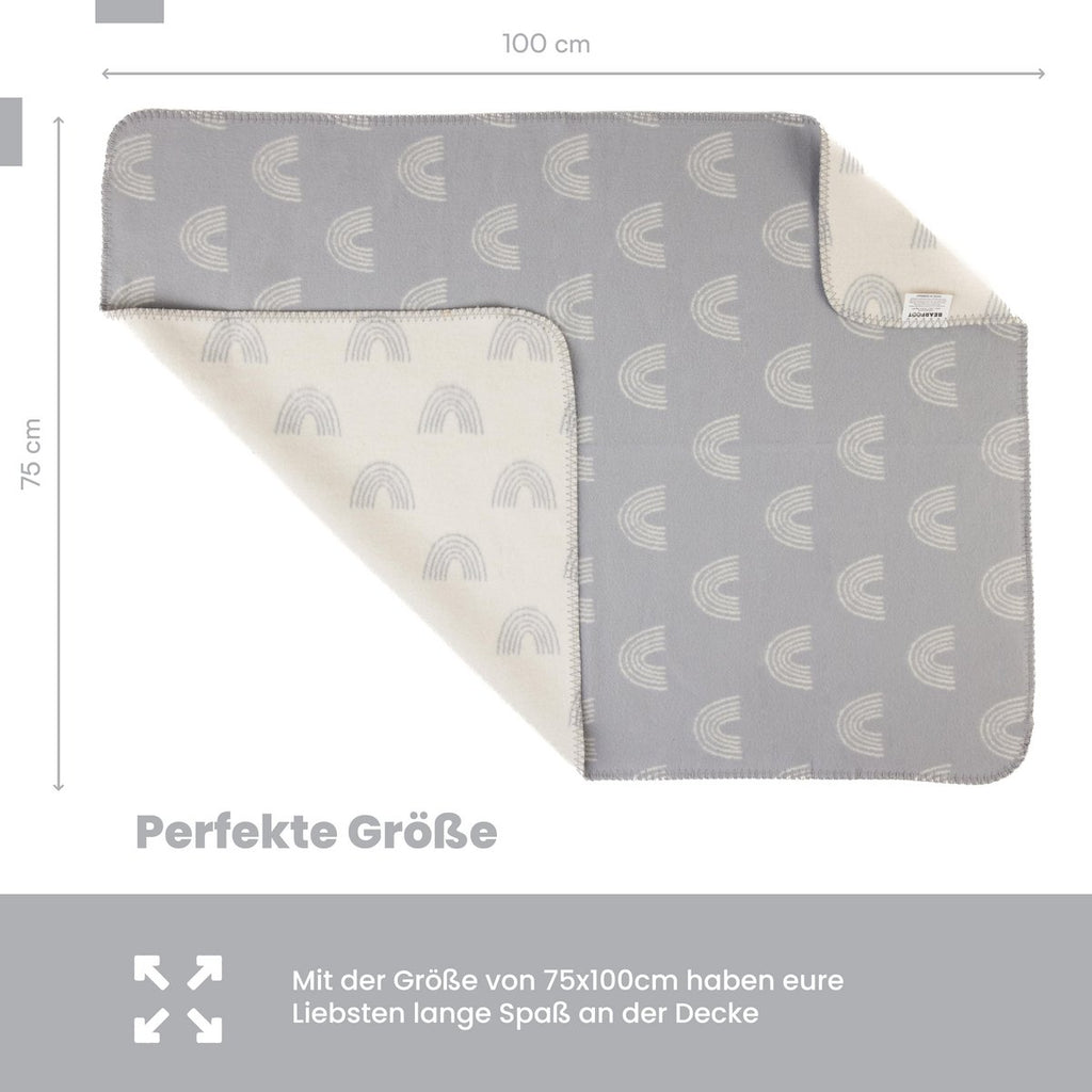 Babydeken biologisch katoen, Made in Germany, regenboog - grijs Joy&Bloom