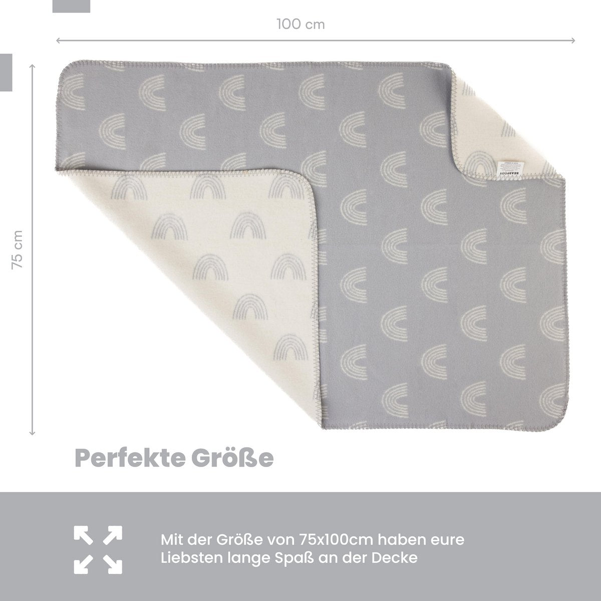Babydeken biologisch katoen, Made in Germany, regenboog - grijs Joy&Bloom