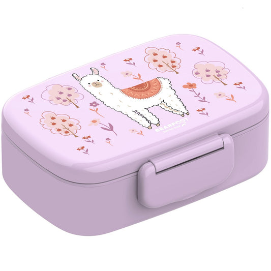 Kinderlunchbox met vakken, licht en lekvrij - Lama/alpaca Joy&Bloom