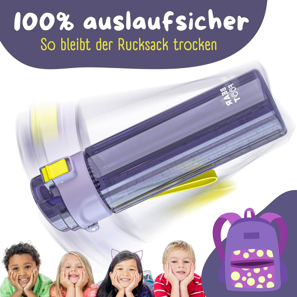 Kinderdrinkfles, 500ml, licht - logo paars Joy&Bloom