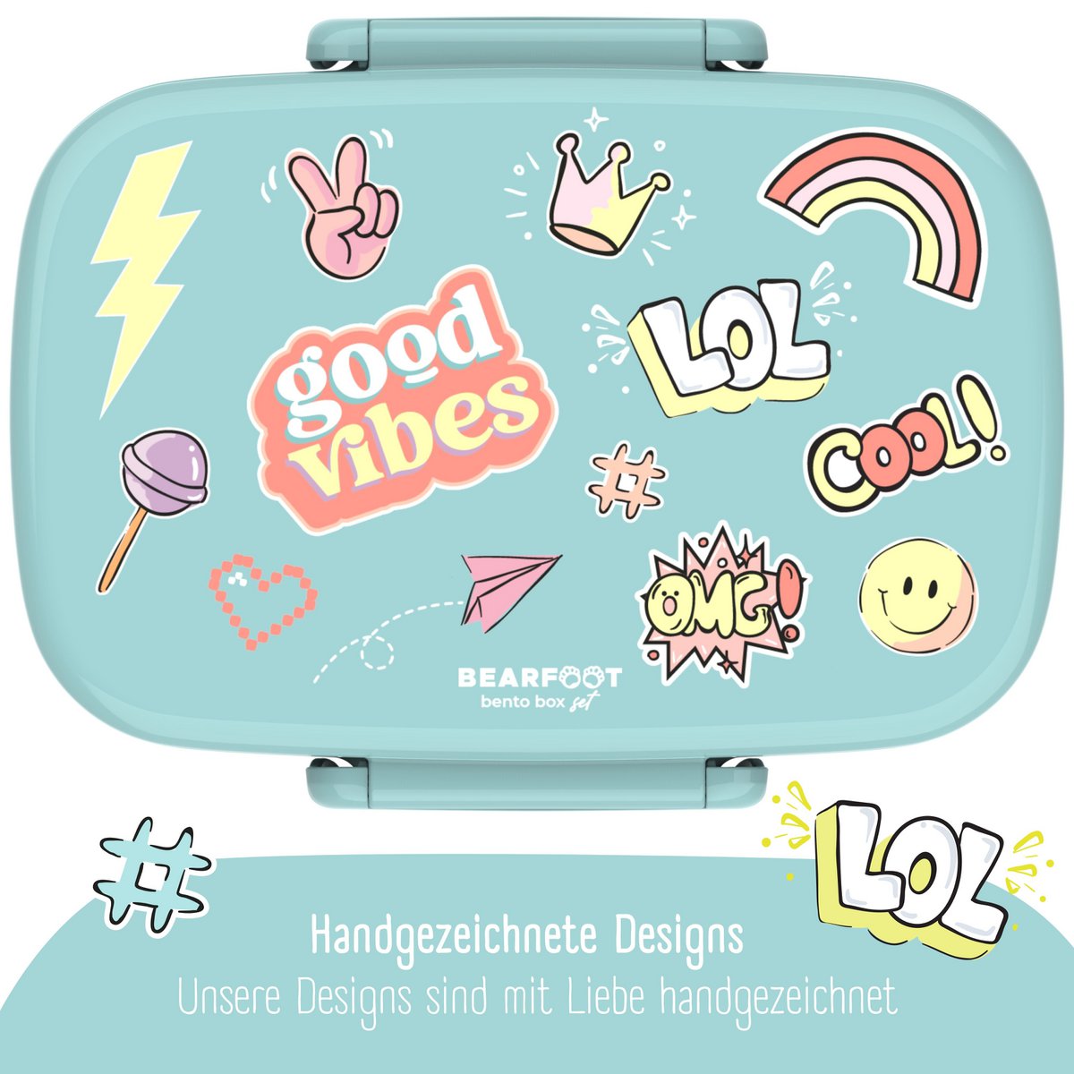 Kinderlunchbox met vakken, lekvrij - sticker, nieuwstaat Joy&Bloom
