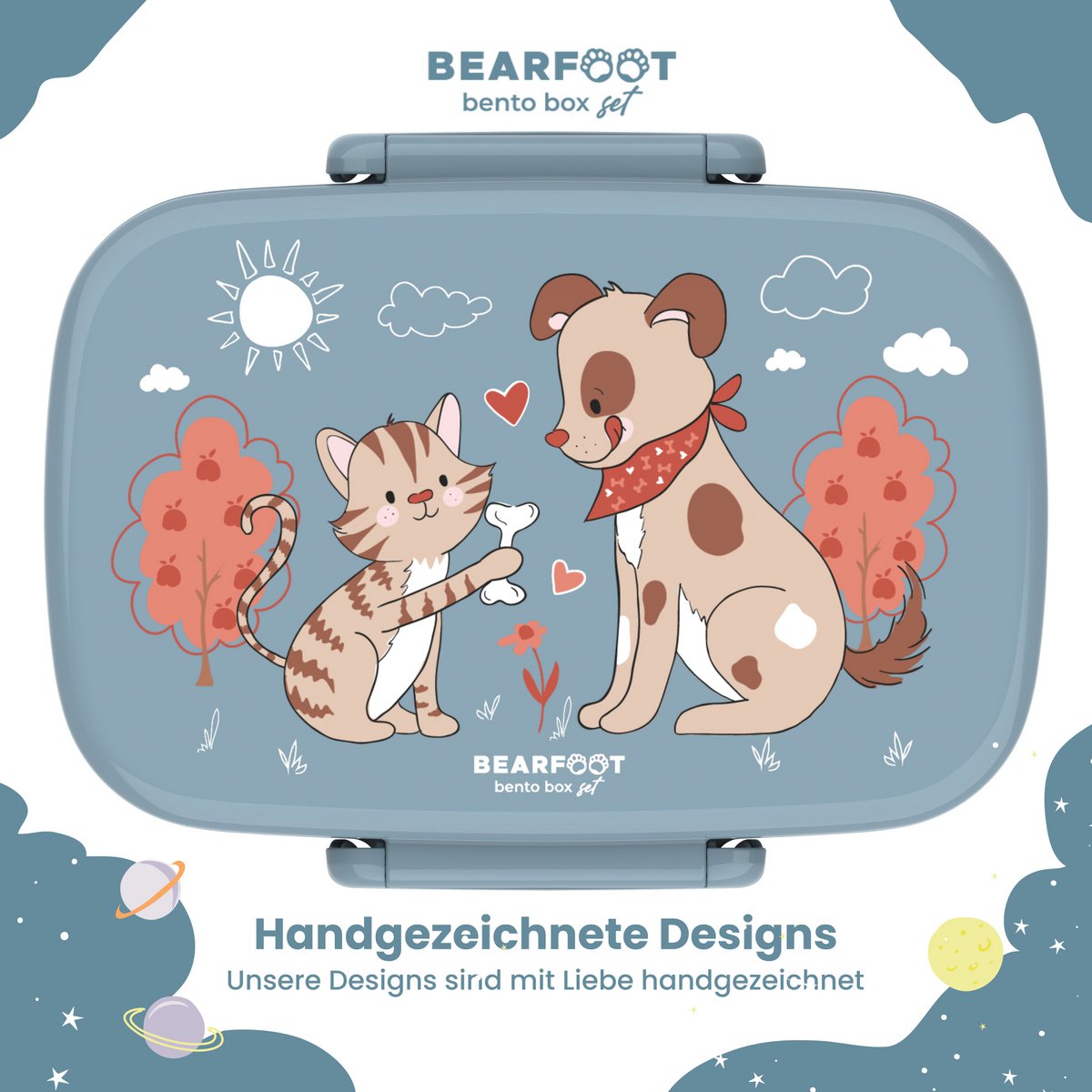 Kinderlunchbox met vakken, licht en lekvrij - hond, cat Joy&Bloom