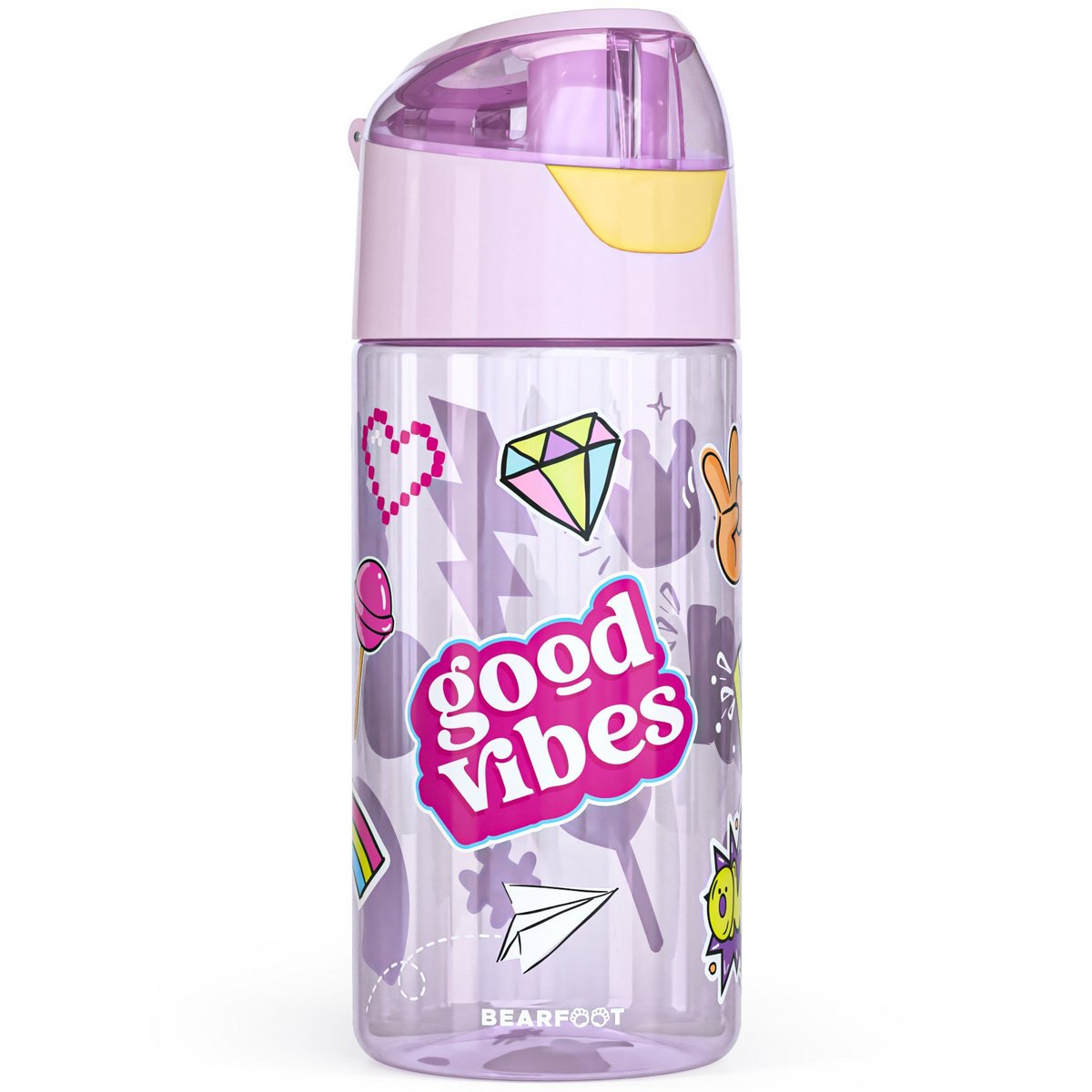 Drinkfles kinderen, lichte waterfles - sticker paars Joy&Bloom