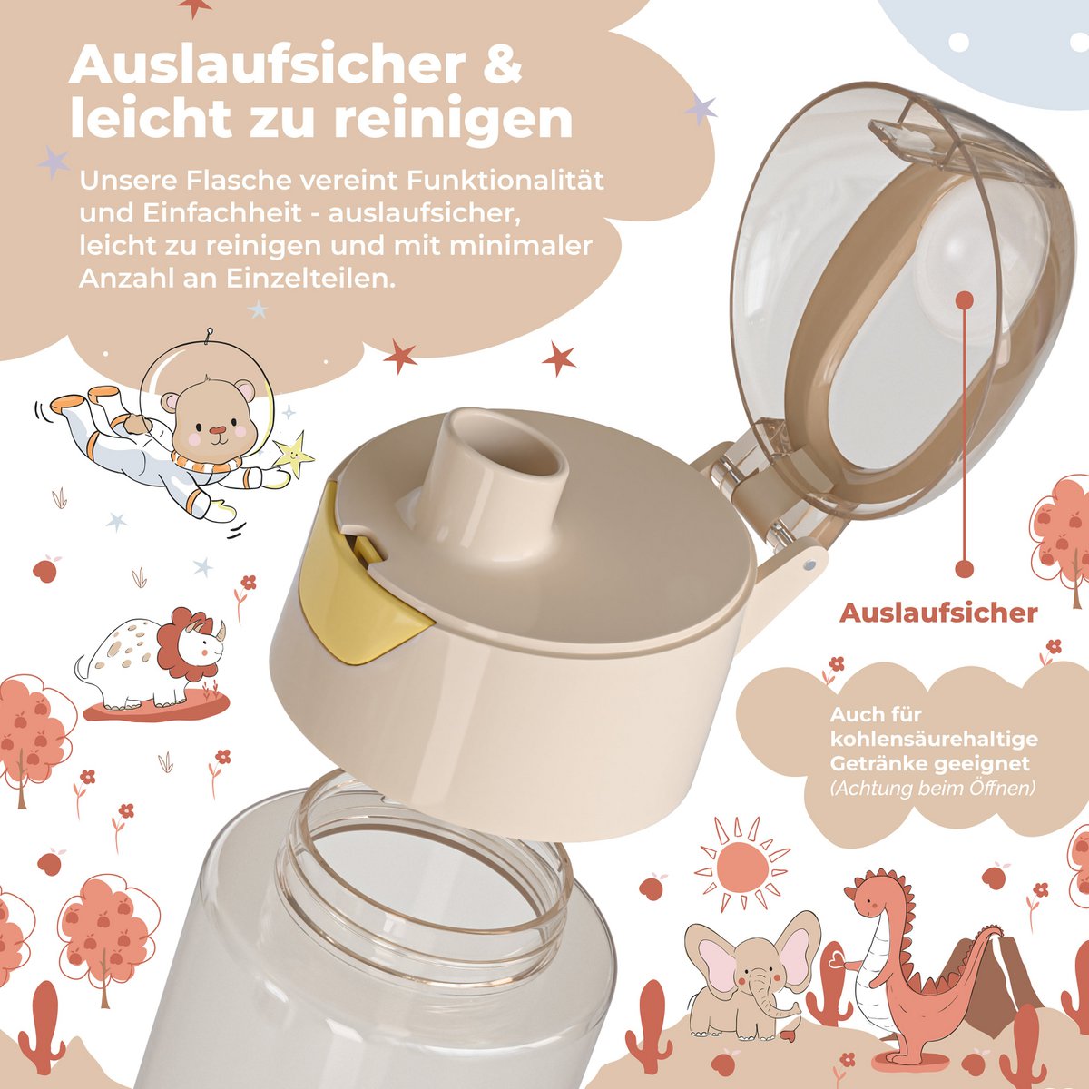 Kinder lichtgewicht waterfles - Safari bruin Joy&Bloom