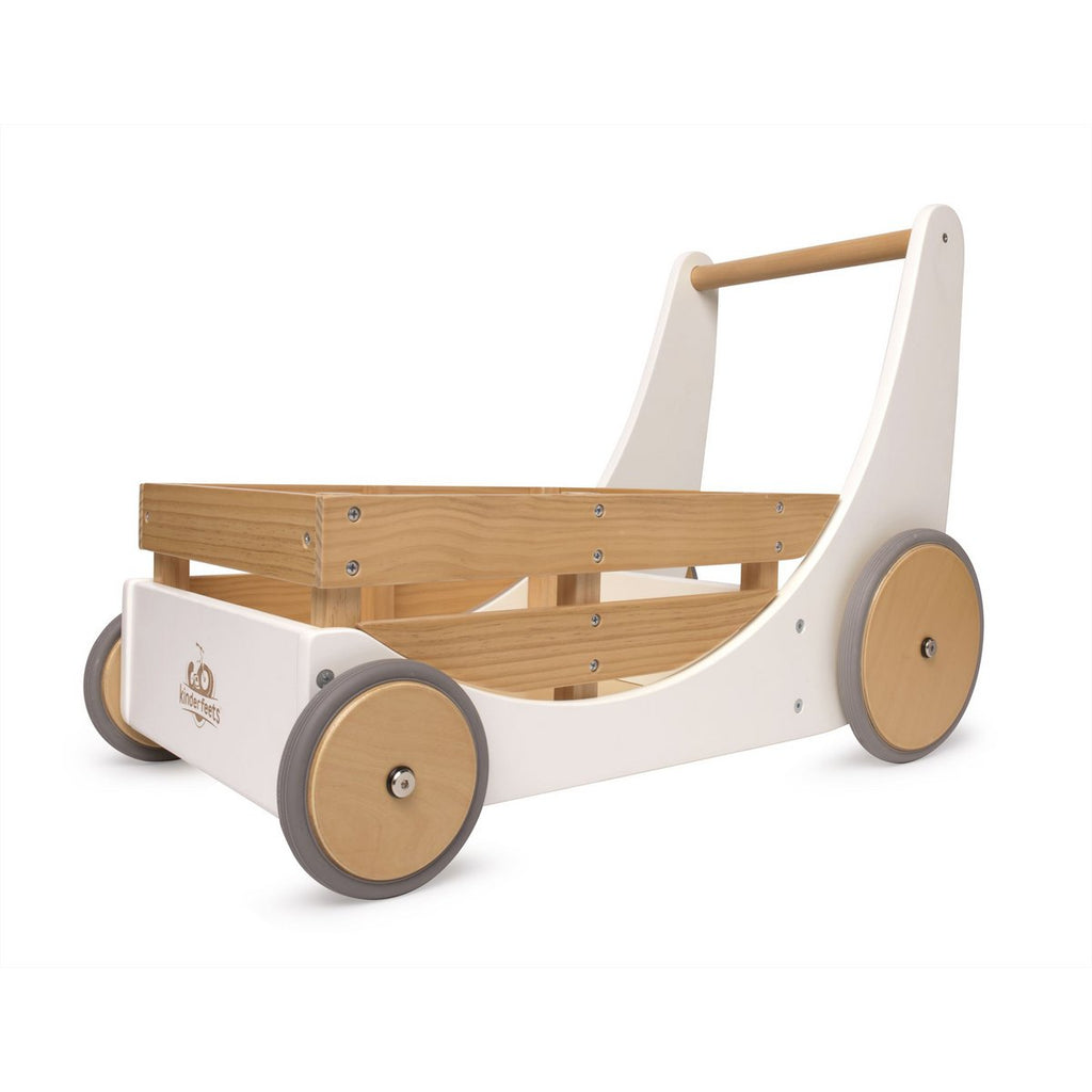 Kinderfeets 2-in-1 houten opbergkar & loopwagen - Wit Joy&Bloom